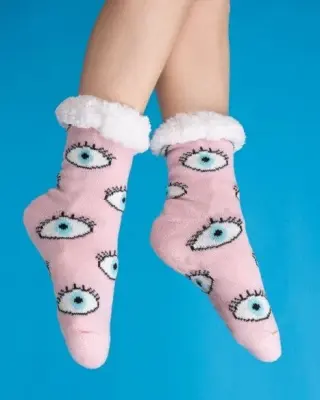 Chaussons fourrés oeil bleu – Coucou Suzette