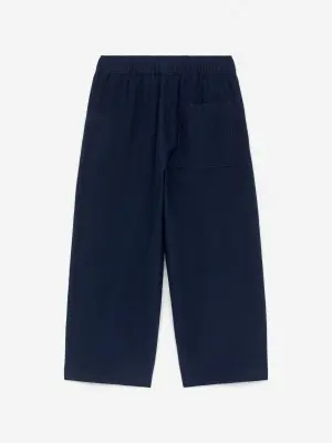 Pantalon en lin et coton - Bleu foncé — photo 1