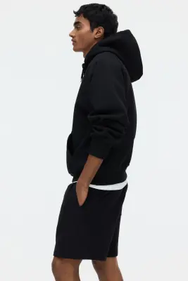 Short Regular Fit en molleton - Noir — photo 4