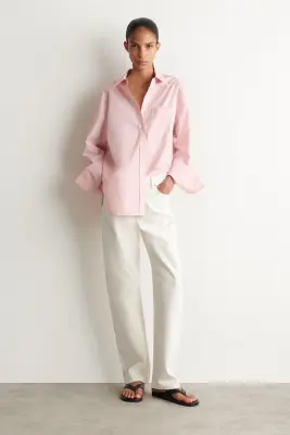 CHEMISE RAYÉE EN COTON - ROSE / RAYURES — photo 2