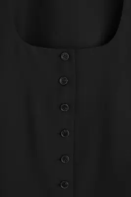 ROBE COURTE BOUTONNÉE EN SERGÉ DE LAINE - NOIR — photo 5