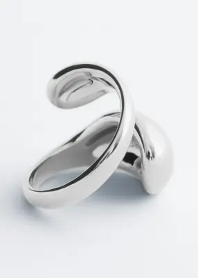 Bague sculpturale à effet torsadé double - Argenté — photo 2