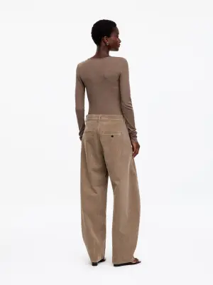 Pantalon barrel en velours côtelé - Beige — photo 2
