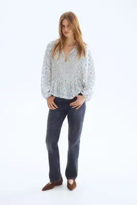 Blouse péplum - Blanc/fleuri — photo 2