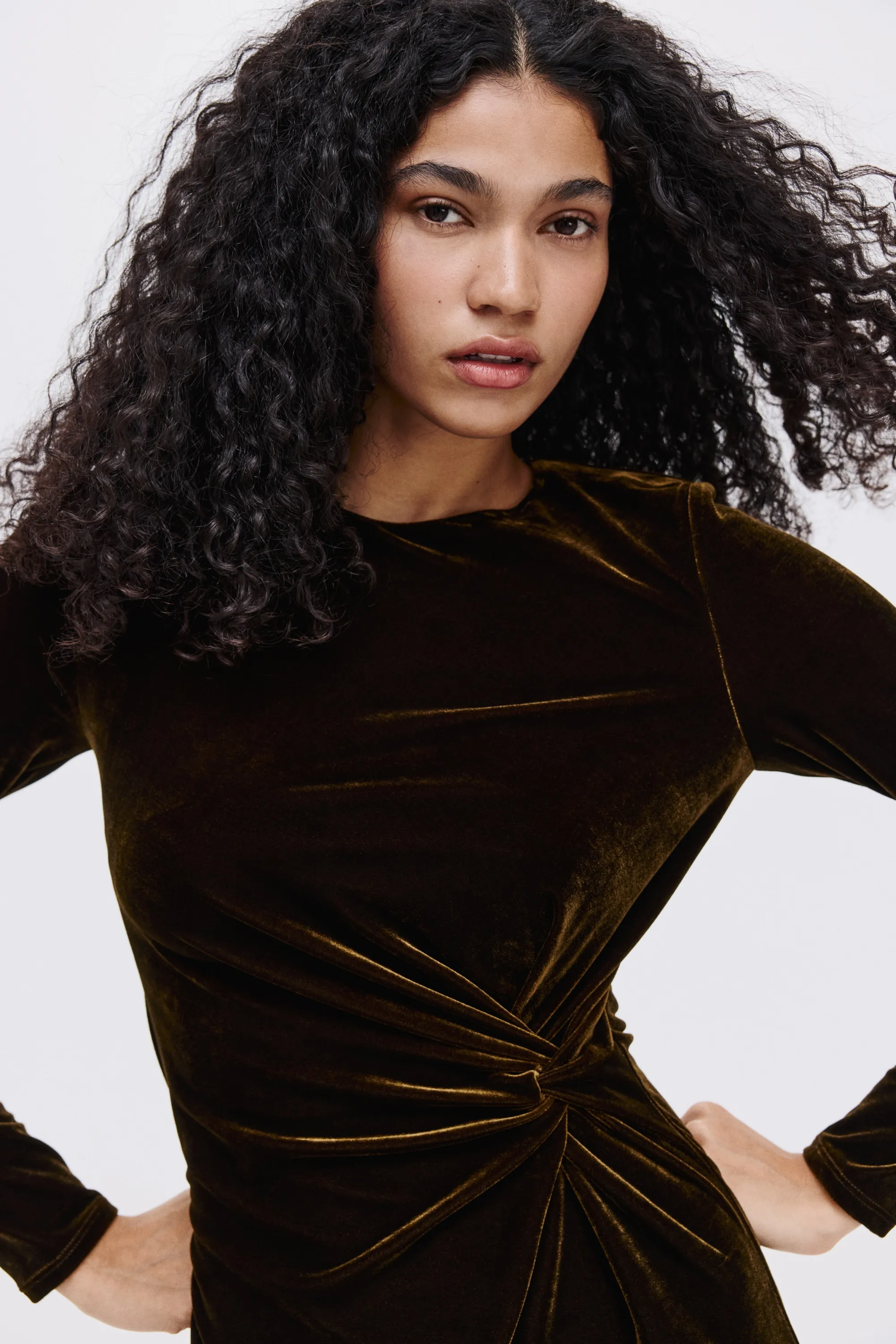 Robe avec détail torsadé - Vert foncé