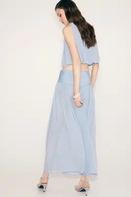Jupe corolle maxi - Bleu clair — photo 4
