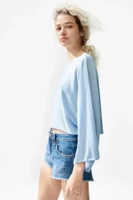 Top cape scintillant - Bleu clair — photo 2