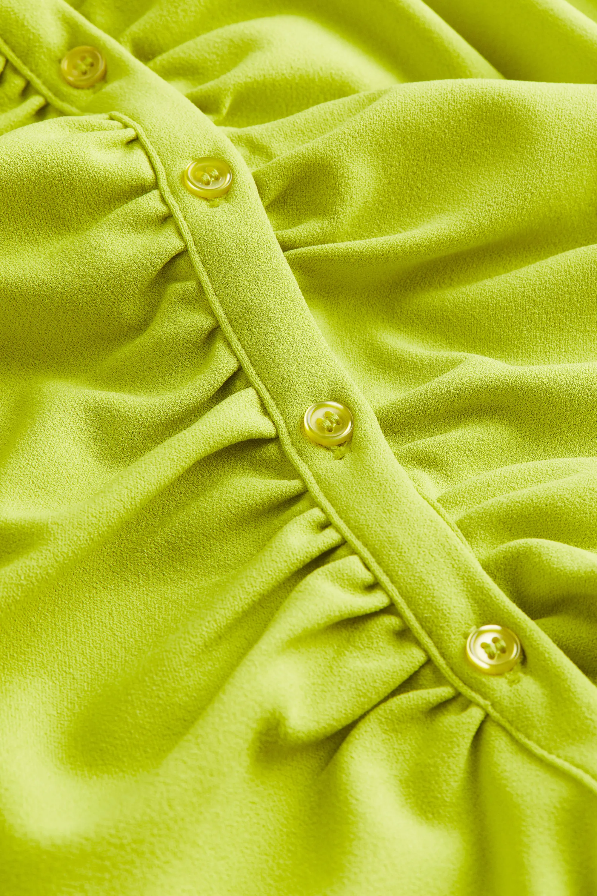 Robe chemise drapée - Vert lime