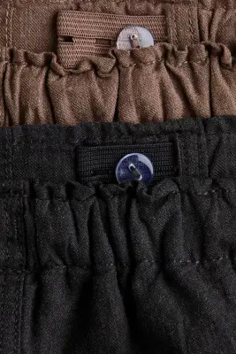 Lot de 2 pantalons jogger doublés en coton - Gris foncé/marron — photo 2