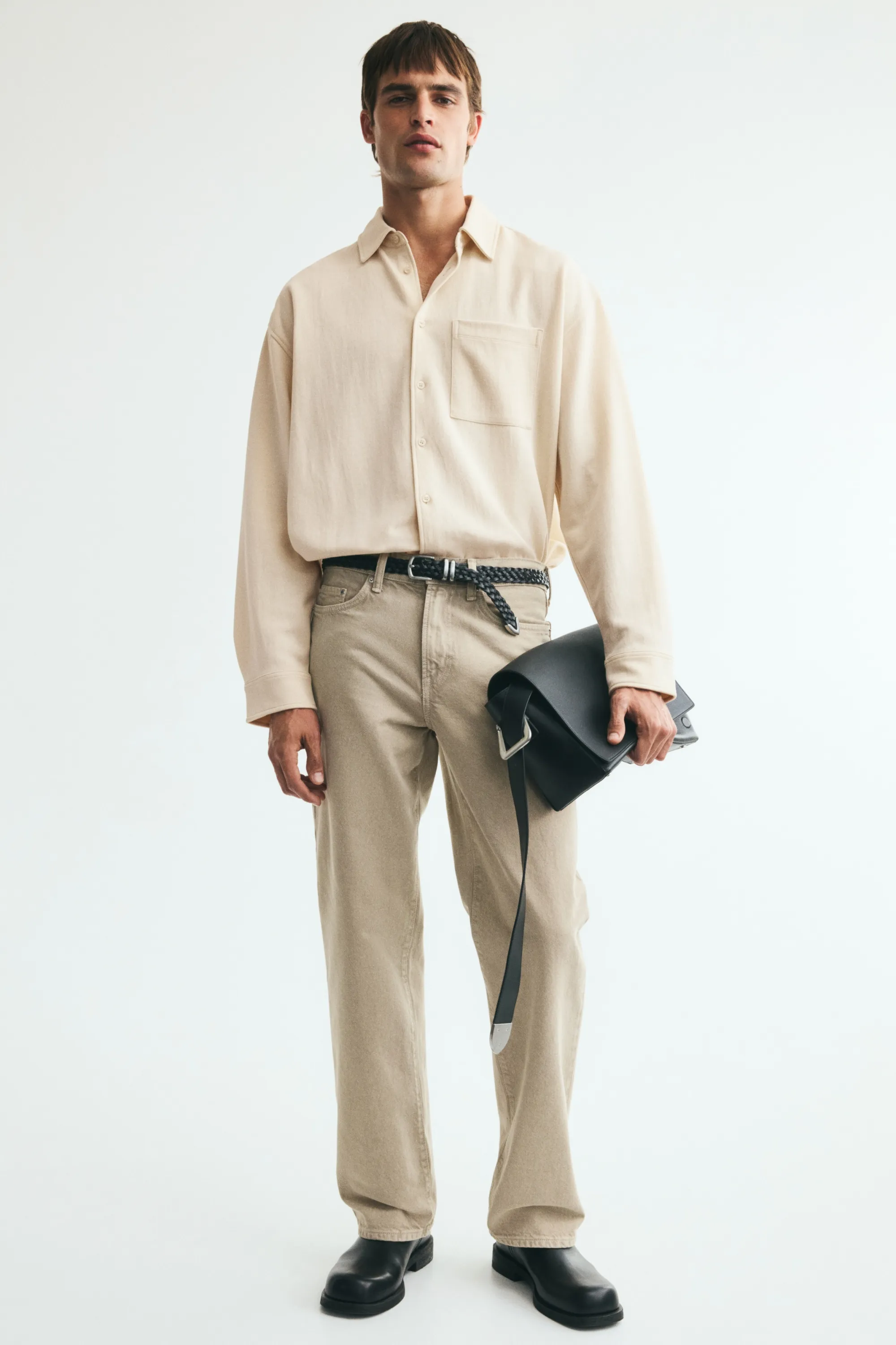 Chemise Relaxed Fit en jersey - Beige clair