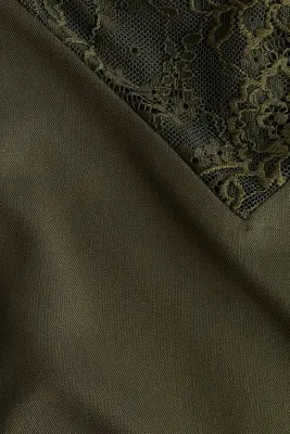 Top à bretelles fines avec dentelle - Vert foncé — photo 3