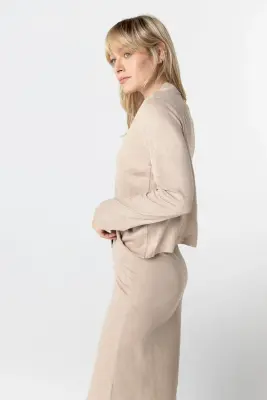 Veste Beige Manches Longues en Lin / Elasthanne — photo 2