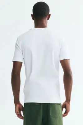T-shirt côtelé Slim Fit - Blanc — photo 3