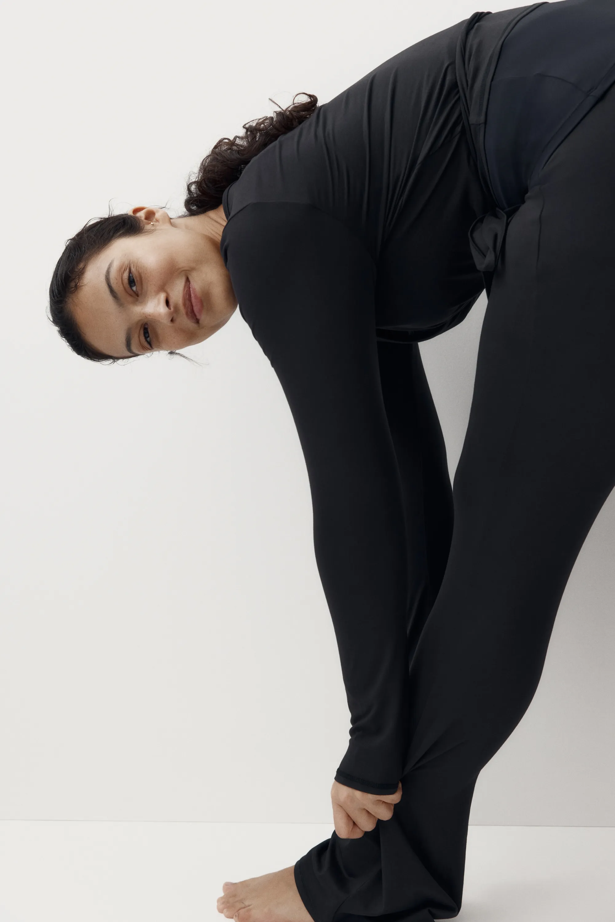 Pantalon évasé en jersey brossé - Noir