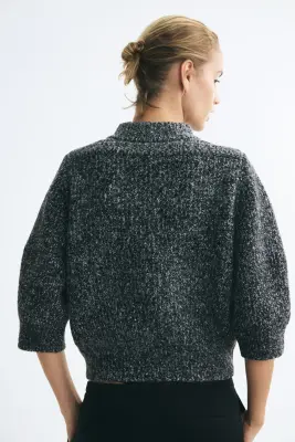 Pull à manches courtes - Noir chiné — photo 2