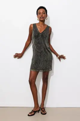 Robe courte perlée Femme — photo 2