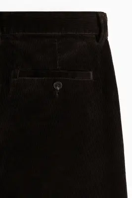 Pantalon Relaxed Fit en velours côtelé - Marron foncé — photo 5