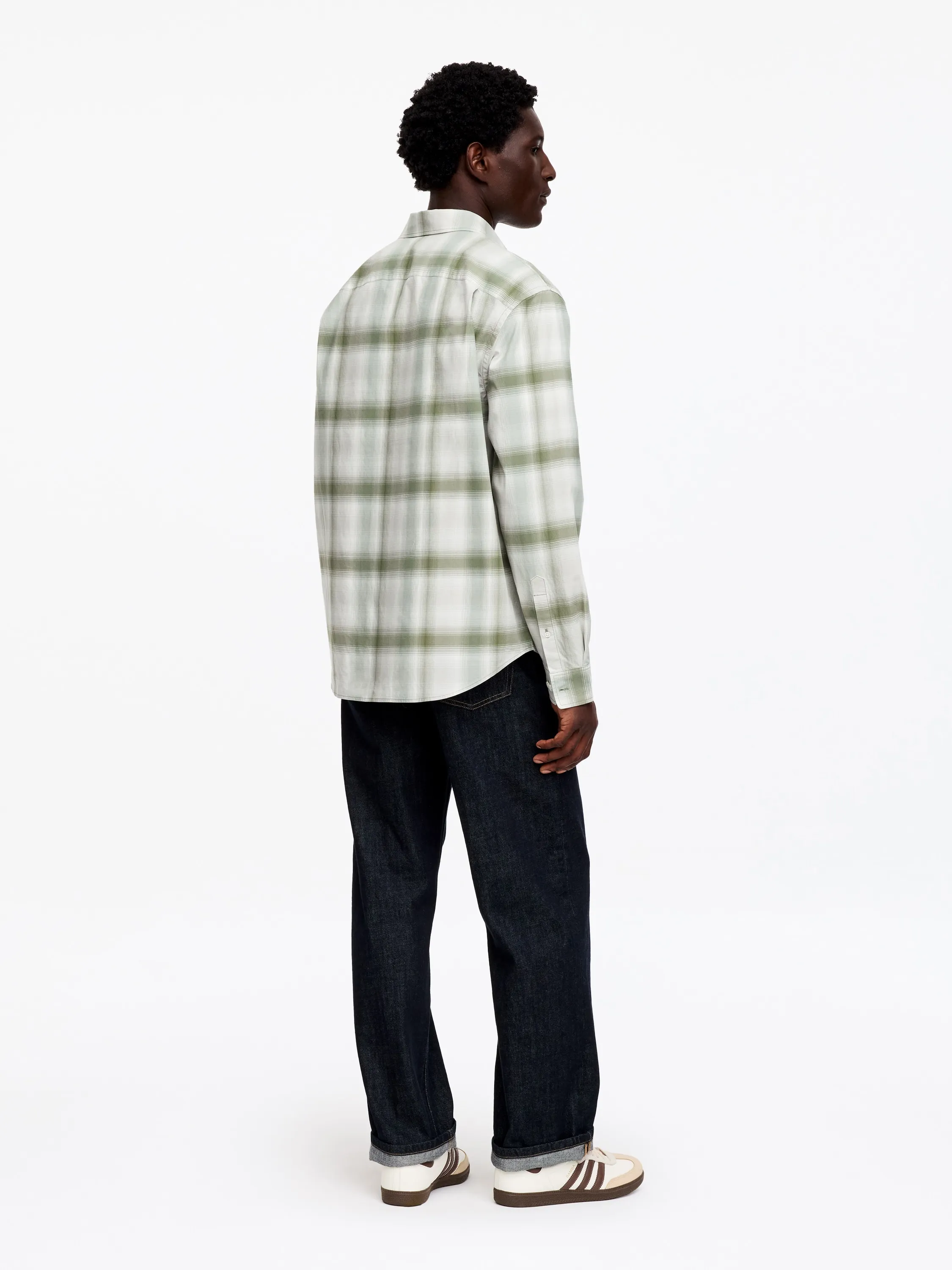 Chemise décontractée en coton et lyocell - Vert/Blanc cassé