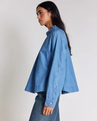 Blouse Zoelie bleu chambray — photo 5