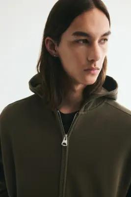 Veste à capuche zippée Oversized Fit - Vert kaki foncé — photo 2