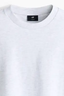 T-shirt Oversized Fit en coton - Gris clair chiné — photo 4