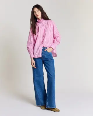 Chemise Leonor rayures rose et rouge — photo 3