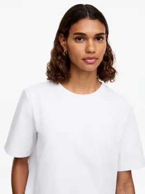 T-shirt signature structuré - Blanc — photo 4
