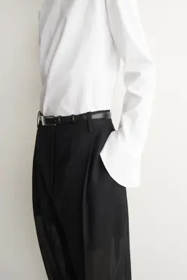 BLOUSE EN COTON À MANCHETTES ÉVASÉES - BLANC — photo 3