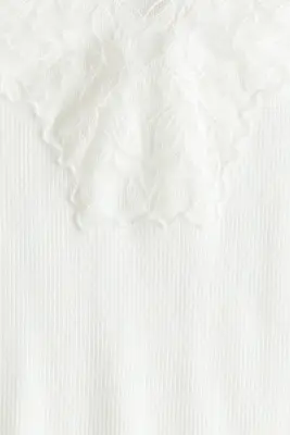Top à bretelles fines avec dentelle - Blanc — photo 4