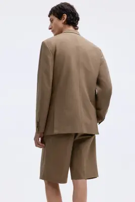 Veste Relaxed Fit à fermeture croisée - Beige foncé — photo 4