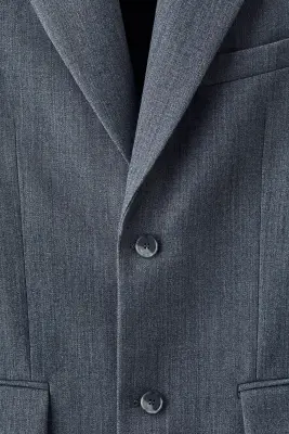 Veste à fermeture droite en laine mélangée - Gris foncé — photo 1