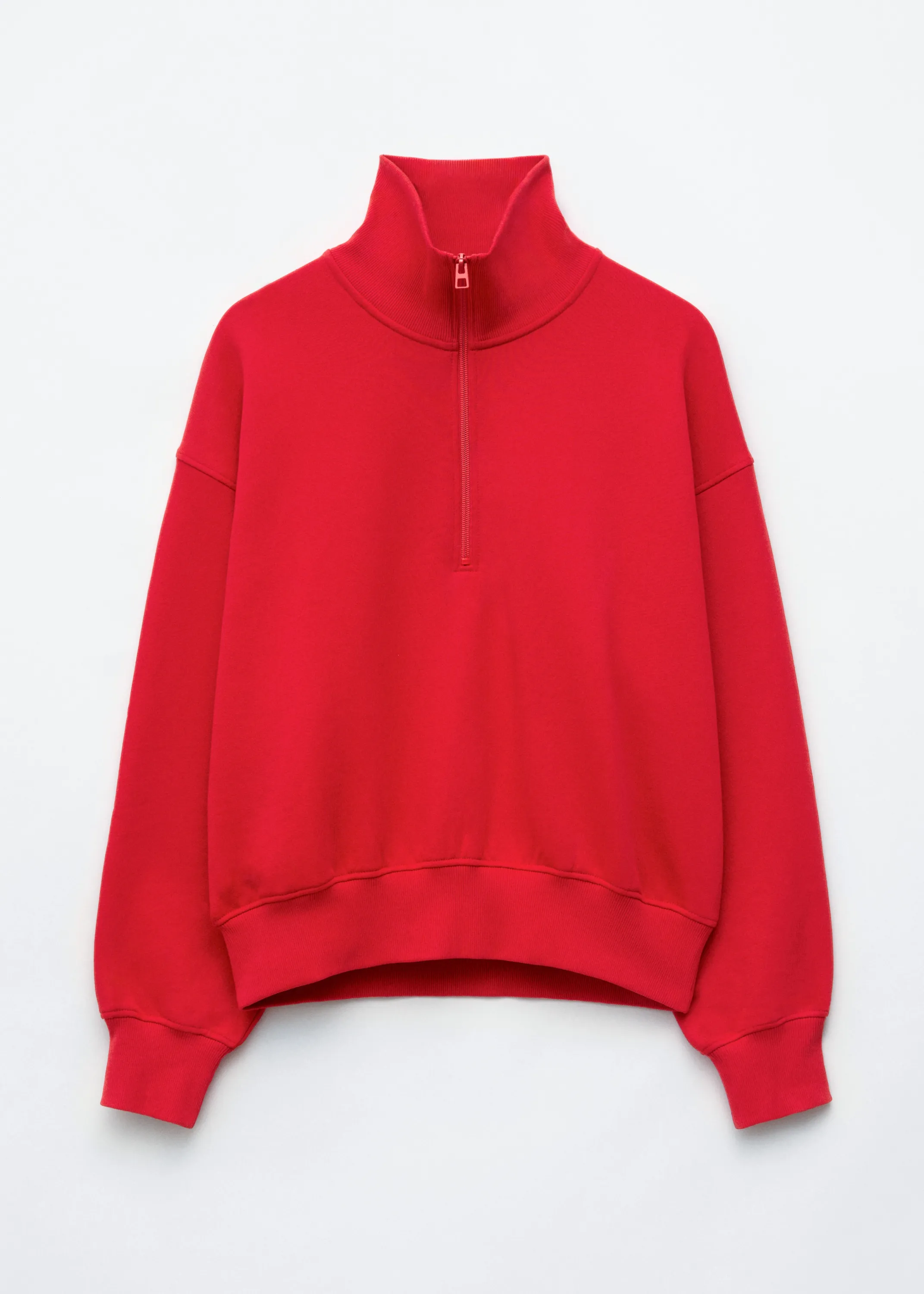 Sweat à demi-fermeture zippée en coton - Rouge
