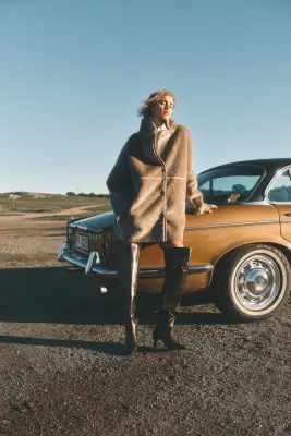 Manteau duveteux - Beige — photo 1