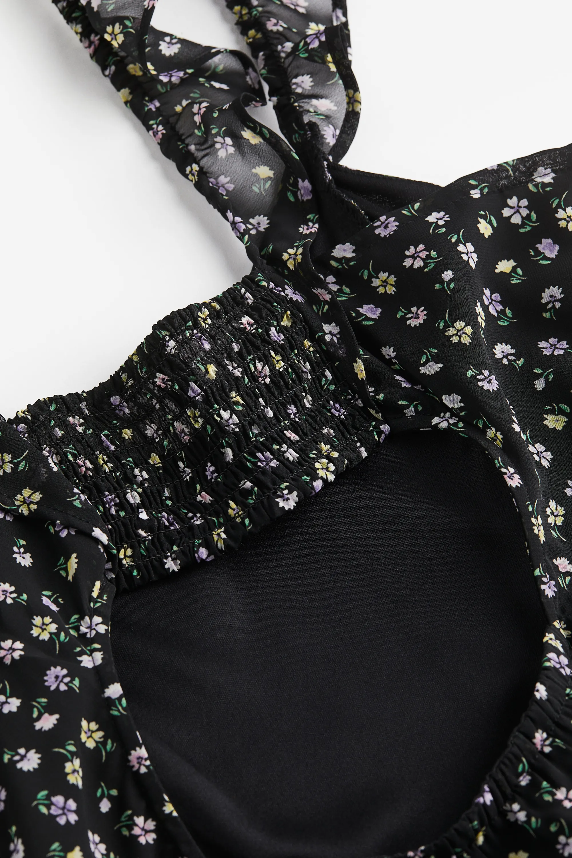 Robe dos nu en mousseline - Noir/fleuri