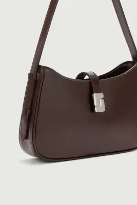 SAC BONNIE CHOCOLAT FERMOIR ARGENTÉ — photo 4