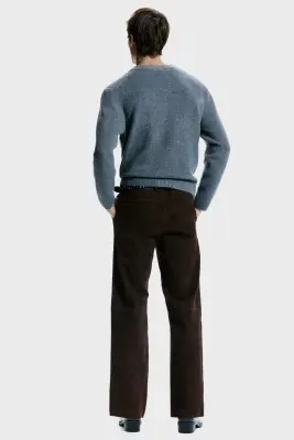 Pantalon Relaxed Fit en cuir velours - Marron foncé — photo 4