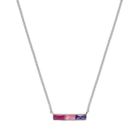 Collier Argent Rhodié - Oxyde de Zirconium Violet rose fuschia Go Mademoiselle 600123