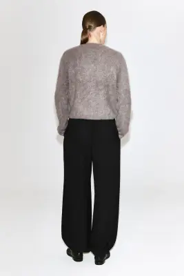 CARDIGAN À COL ROND EN PUR CACHEMIRE BROSSÉ - BEIGE FONCÉ — photo 3