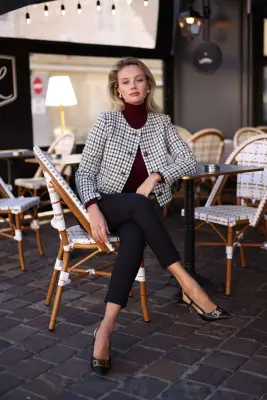 Leontine Tweed Jacket - Black white gold — photo 1