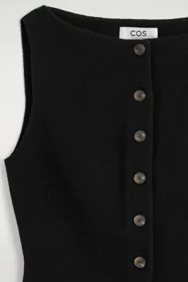 GILET EN CRÊPE DE COTON MÉLANGÉ - NOIR — photo 5