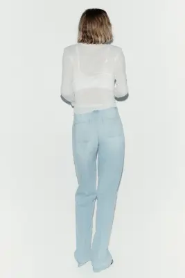 Wide High Jeans - Bleu denim clair — photo 3