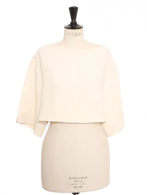 Top cropped manches courtes en crêpe blanc crème Prix boutique 1200€ Taille XS