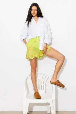 Short en coton brodé Femme — photo 5