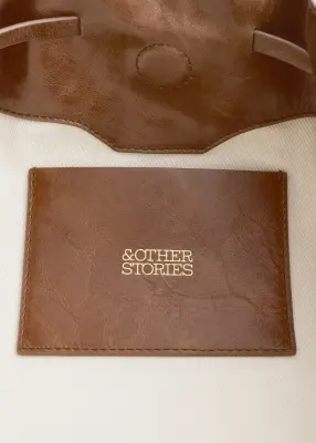 Sac porté épaule en cuir à silhouette basse - Marron Clair — photo 3