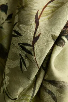 Robe en tissu jacquard avec fente goutte d'eau - Vert ancien/motif — photo 3