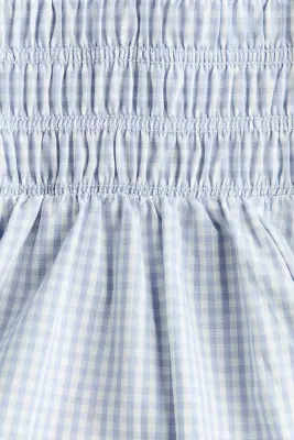Robe à taille smockée - Bleu clair/carreaux — photo 4