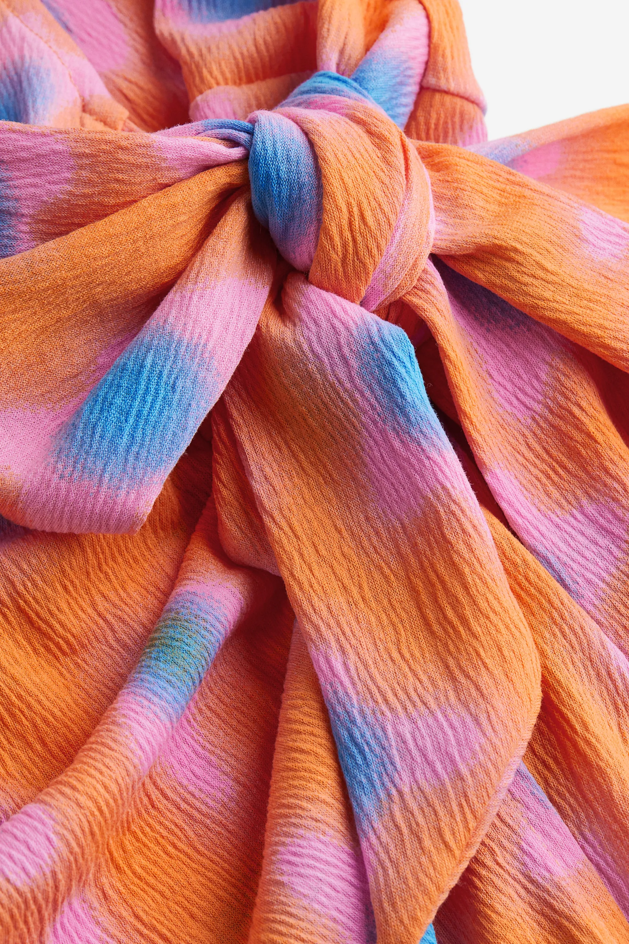 Robe portefeuille à manches ballon - Orange/fleuri