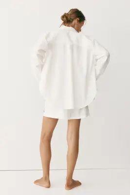 Chemise oversize en coton - Blanc/The Lounge Collective — photo 2