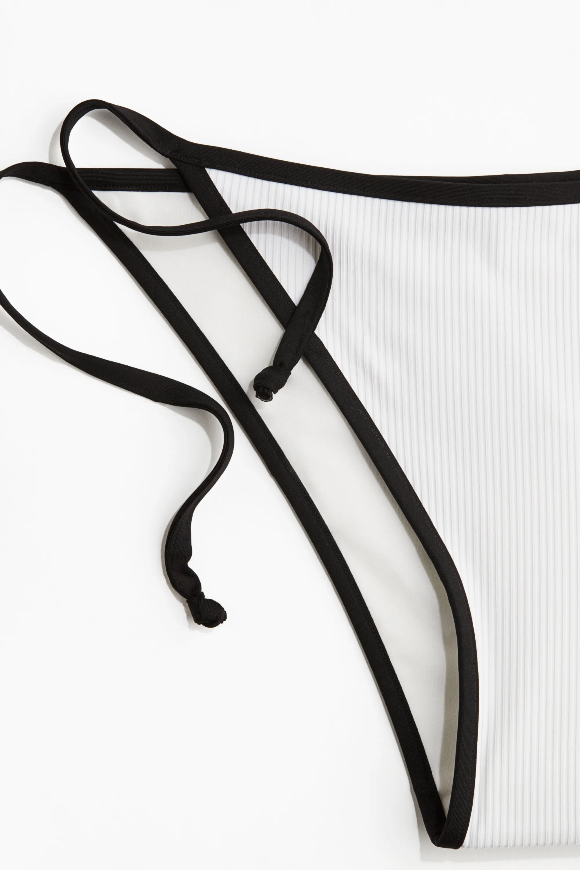 Bas de maillot Tanga à nouer - Blanc/noir