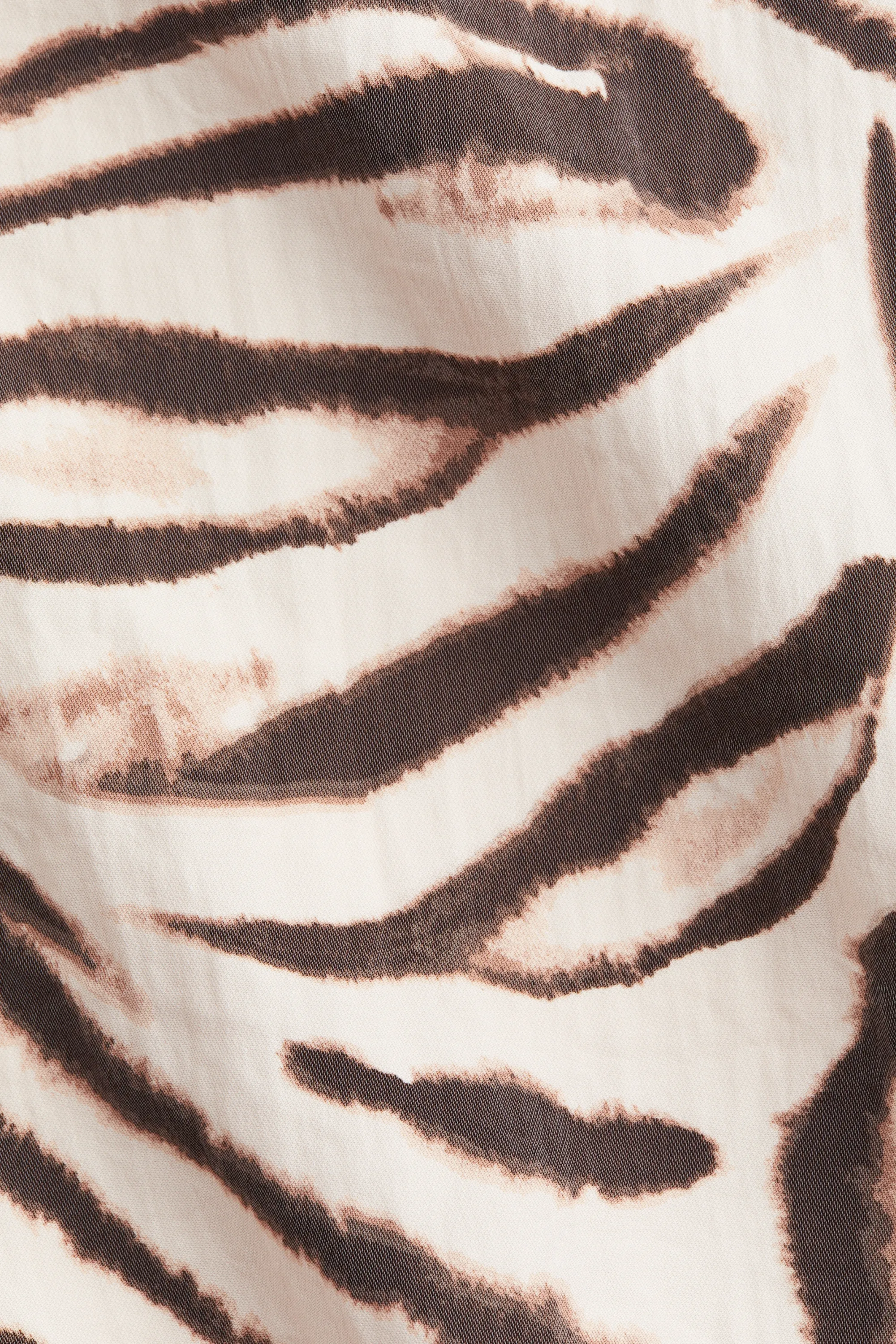 Robe à encolure carrée en twill - Beige clair/motif zébré